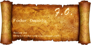 Fodor Ompoly névjegykártya